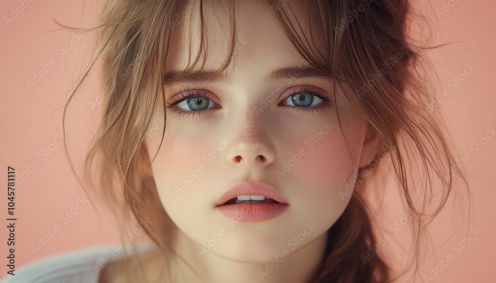 A beautiful girl with bright blue eyes enjoying a casual day at home A beautiful girl with bright blue eyes enjoying a casual day at home
