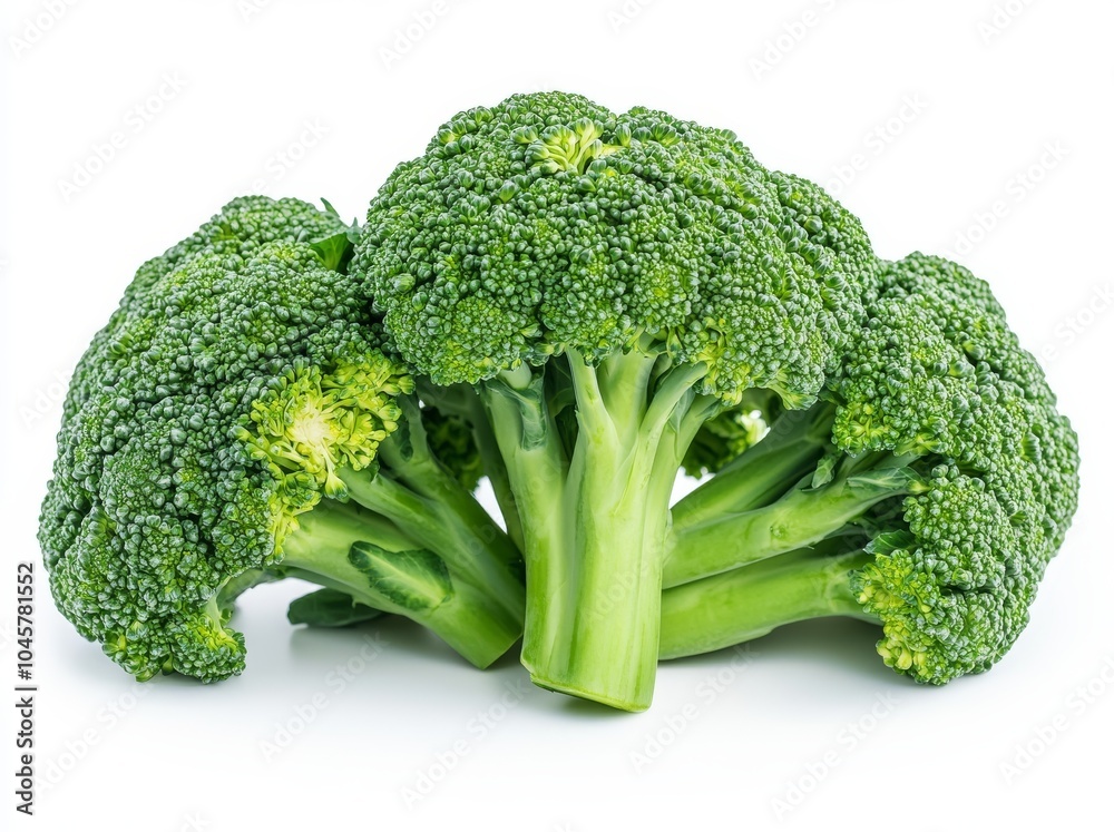 Fresh green broccoli florets isolated on white background. Fresh green broccoli florets isolated on white background.