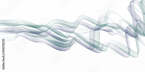 Mystical Plumes: white Background with Enigmatic Smoke. Realistic smoke isolated on white background. Bright blue wave pattern flowing in dark space, AI Generative. 