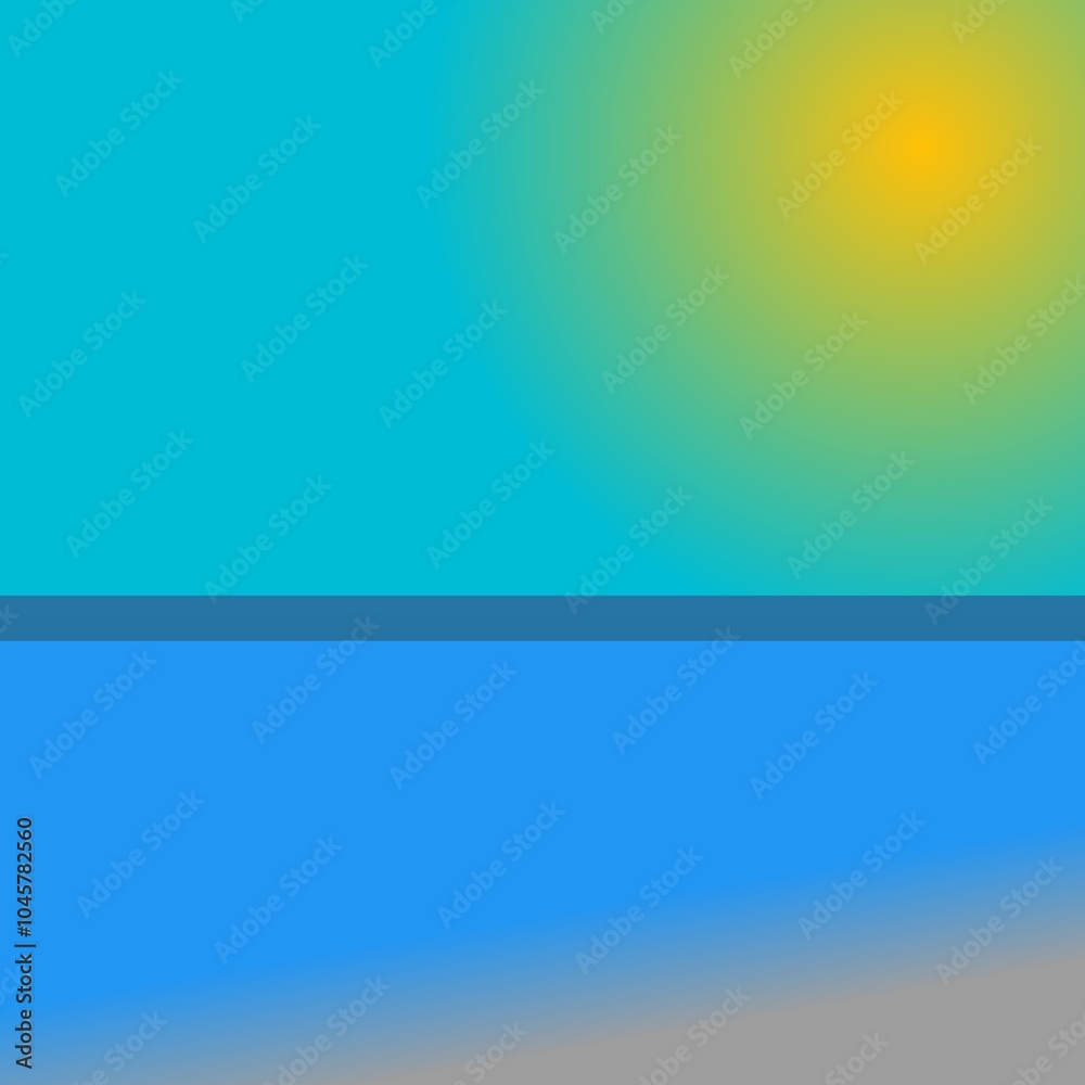 Fototapeta premium Minimalist abstract beach landscape with sun and calm sea.