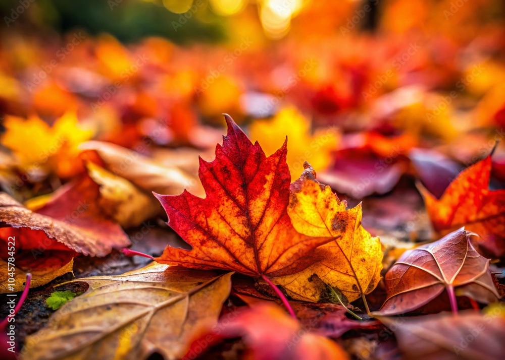 Macro Photography of Autumn Leaves from Ground Cover Plants Capturing Fall Colors and Details Macro Photography of Autumn Leaves from Ground Cover Plants Capturing Fall Colors and Details