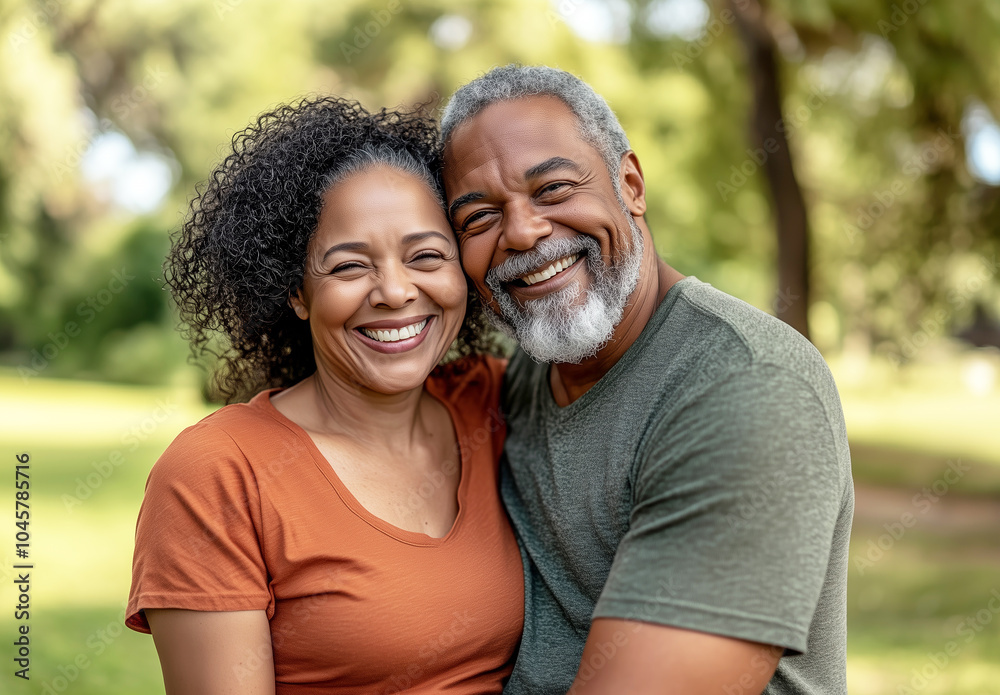 Joyful senior couple embracing outdoors in a park setting Joyful senior couple embracing outdoors in a park setting