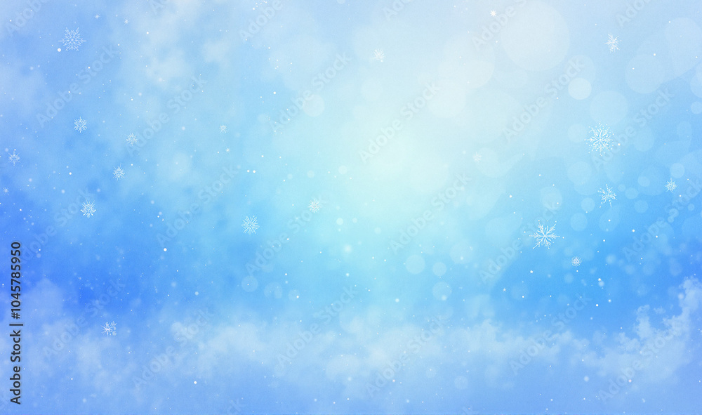 Ethereal Winter Sky Background in Cool Blue Tones with Gentle Snowfall Ethereal Winter Sky Background in Cool Blue Tones with Gentle Snowfall
