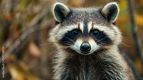 Raccoon is looking at the camera with its mouth open. The raccoon is small and cute