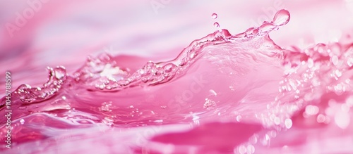 Close-up of pink water splash with droplets.