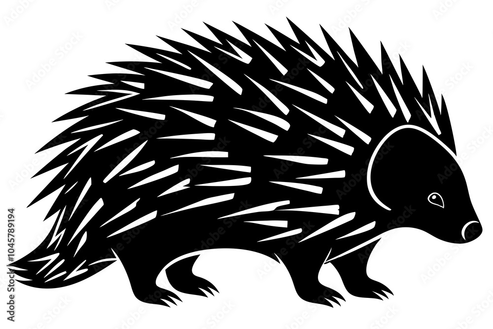 North American Porcupine silhouette vector style with withe background North American Porcupine silhouette vector style with withe background
