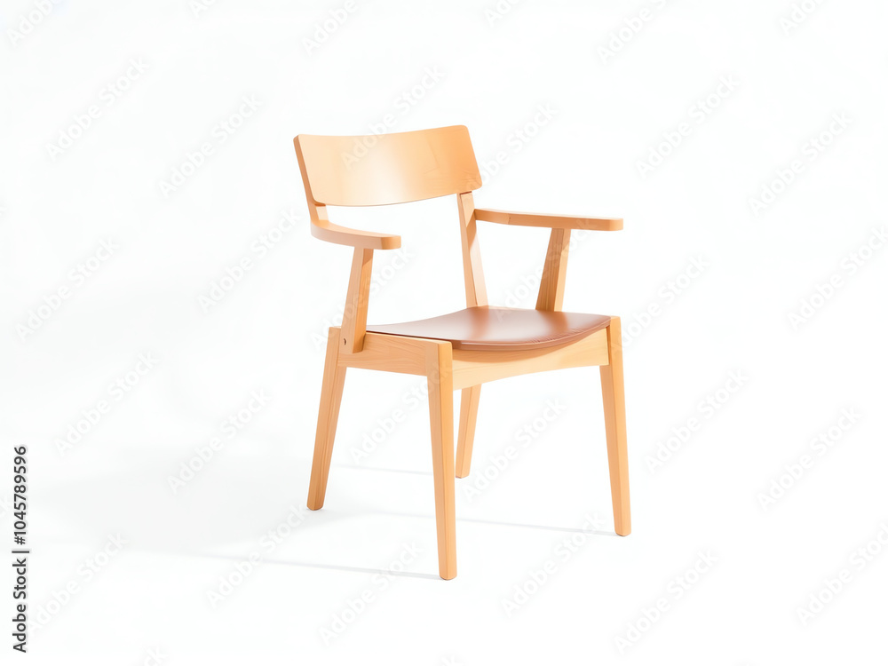 Fototapeta premium A wooden-framed chair featuring armrests, designed for comfort and style in any setting