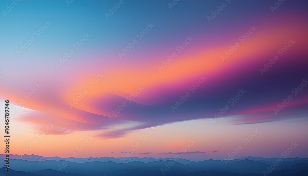 Blurred Blue Sky Night Gradient Background with Noise Grain Effect