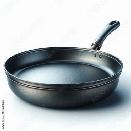 Large frying pan isolated on white background. AI generated. photo