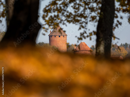 Autumn landscape with view on Turaida castle in Sigulda.