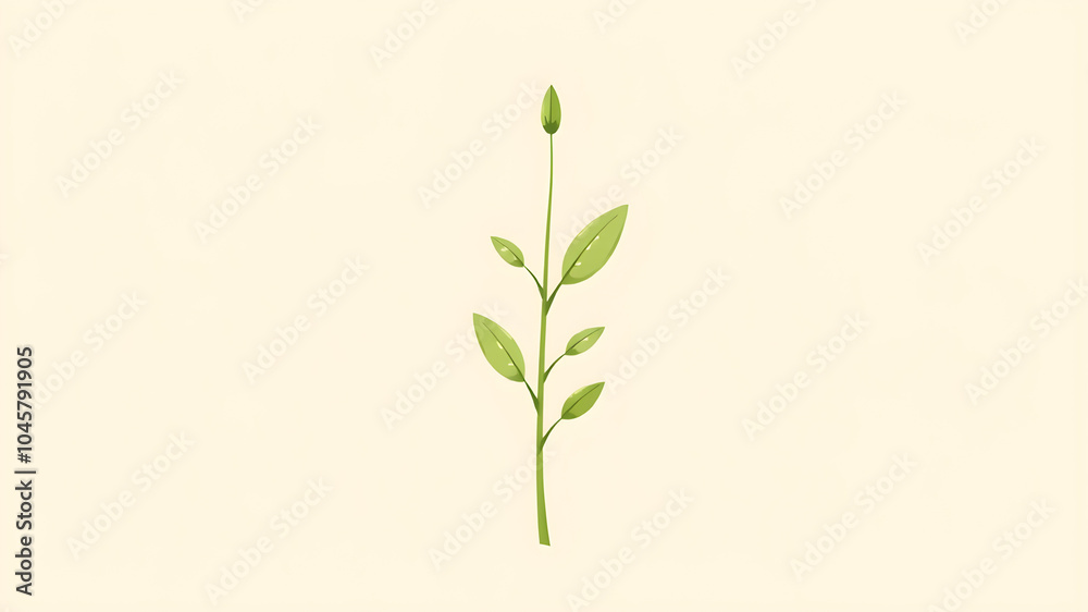 Fototapeta premium Minimalist Green Leaf on Beige
