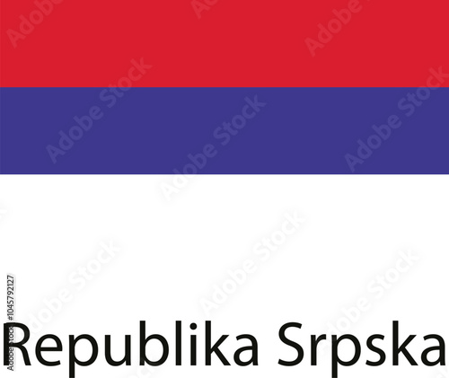 The official flag of Republika Srpska, an entity within Bosnia and Herzegovina. It features three horizontal stripes: red, blue, and white.