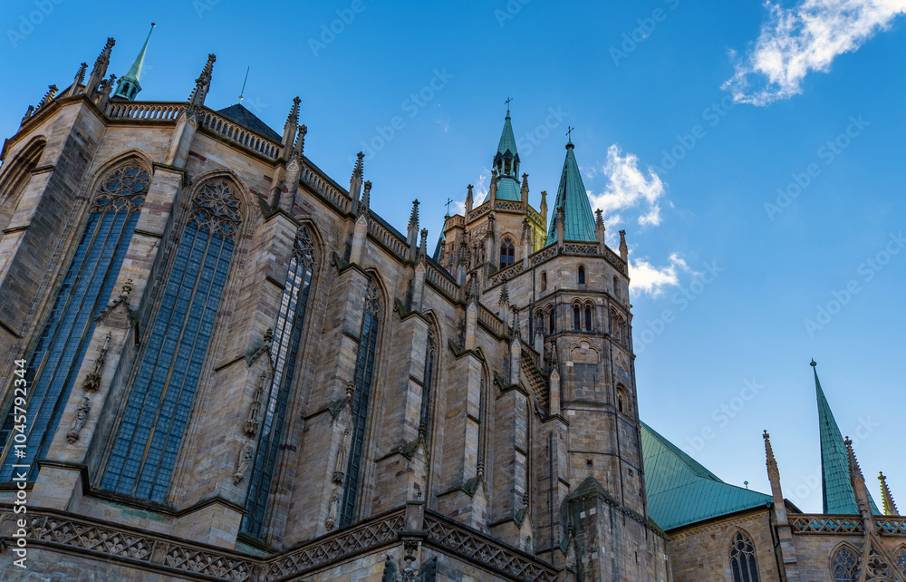 St Mary's Cathedral and St Severus' Church on Domberg hill in erfurt germany