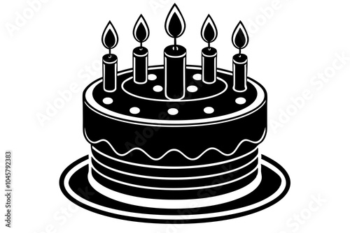 Birthday Cake with Candles Illustration on White Background