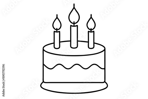 Birthday Cake with Candles Illustration on White Background