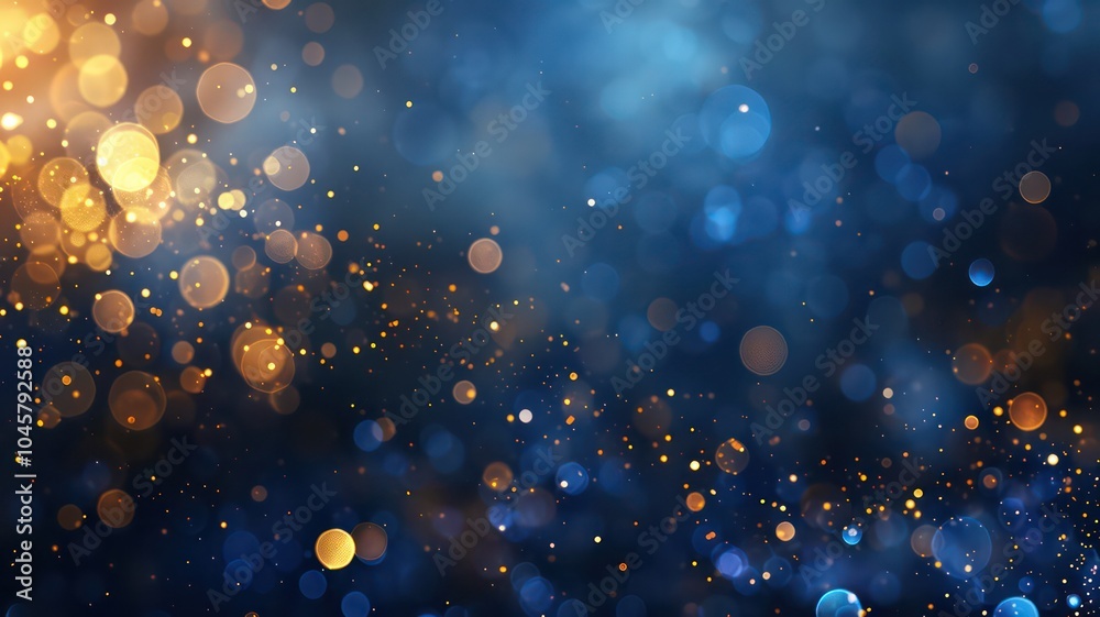 Blue and gold glow particle abstract bokeh background. High Quality Image Blue and gold glow particle abstract bokeh background. High Quality Image