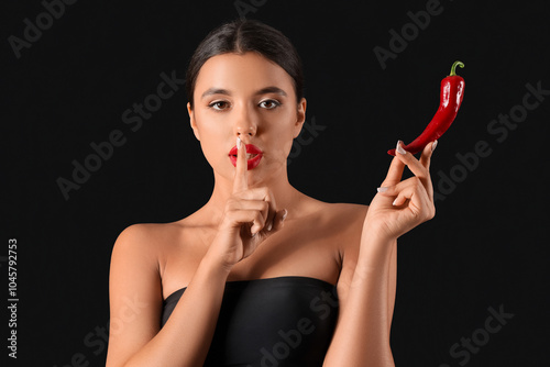 Sexy young woman with chili...