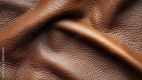 Close up of a brown leather surface. The leather is very thick and has a very rich, deep color