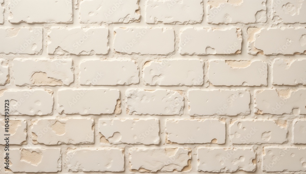 Fototapeta premium Vintage White Painted Brick Wall Texture [with copy space]