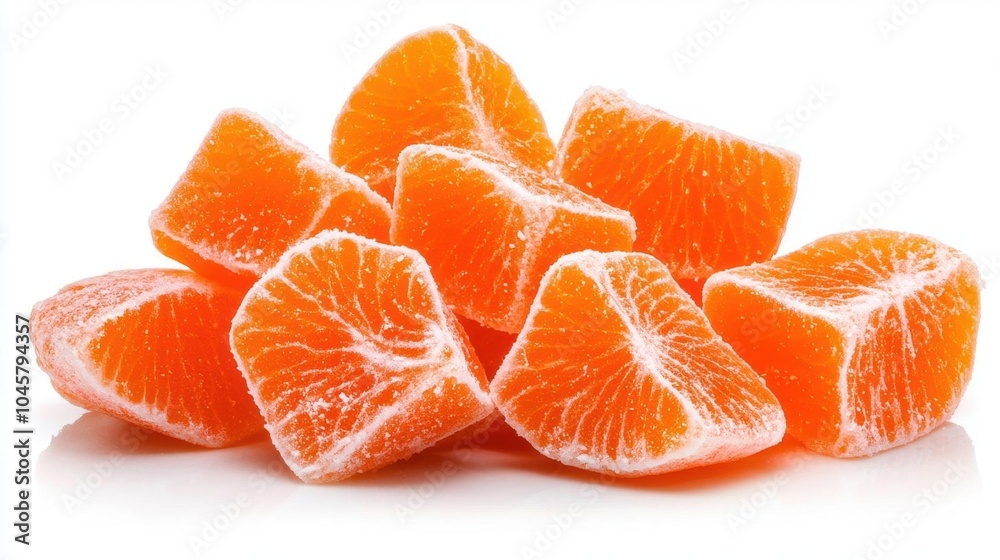 A photostock of an orange segment on a white background, clean style A photostock of an orange segment on a white background, clean style