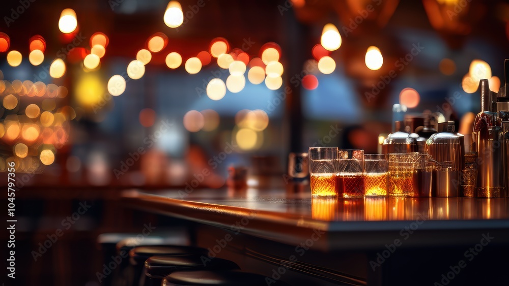 A cozy bar scene with illuminated drinks and a warm ambiance. A cozy bar scene with illuminated drinks and a warm ambiance.