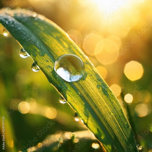 a beautiful drop of morning dew in the sun s rays macro photography natural background