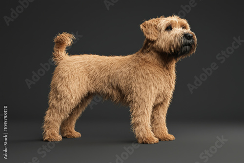 Charming 3D model of Soft Coated Wheaten Terrier, showcasing its fluffy coat and playful stance. This adorable dog exudes warmth and friendliness, perfect for pet lovers photo