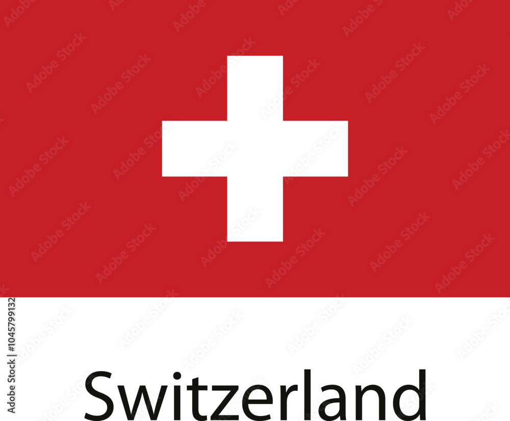 A close-up of the Swiss flag, a red square with a white cross in the center A close-up of the Swiss flag, a red square with a white cross in the center