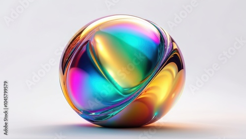 A colorful, reflective sphere showcasing vibrant gradients and smooth curves.