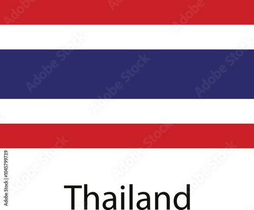 The flag of Thailand, featuring three horizontal bands: red, white, and blue.