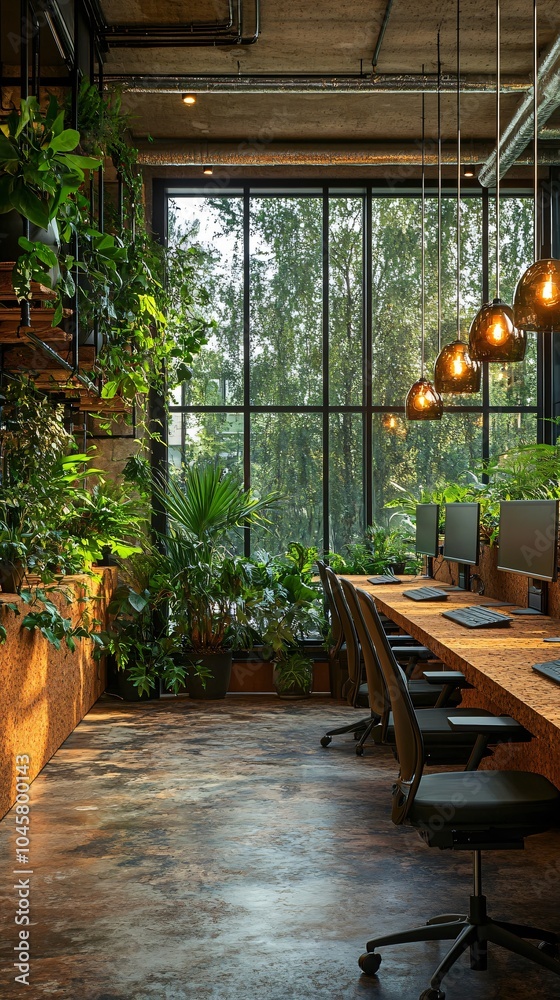 Fototapeta premium Modern Biophilic office interior