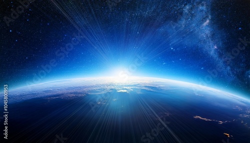 blue sunrise view of earth from space