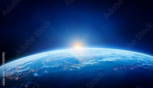 blue sunrise view of earth from space