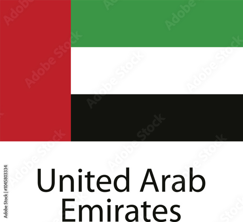 A representation of the flag of the United Arab Emirates, a horizontal triband with red, white, and black stripes, along with a green vertical band on the hoist side. photo