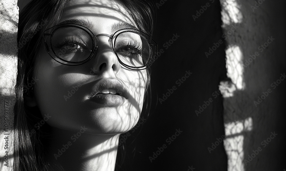 Fototapeta premium Elegant Female Portrait Black and White Outline Art, Modern women Wallpaper Background Design
