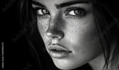 Elegant Female Portrait Black and White Outline Art, Modern women Wallpaper Background Design