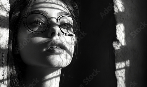 Elegant Female Portrait Black and White Outline Art, Modern women Wallpaper Background Design