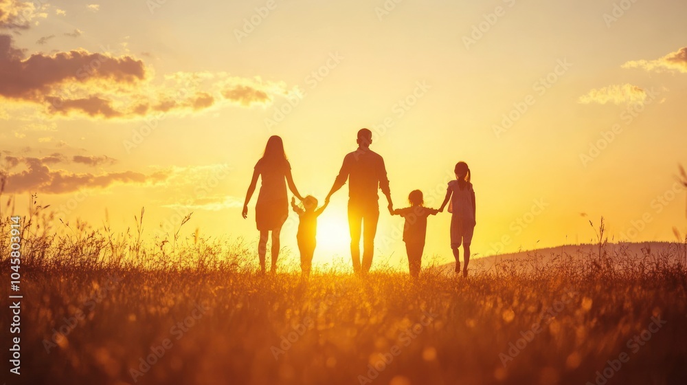 Family Silhouette at Sunset Family Silhouette at Sunset