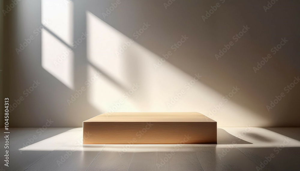 empty simple background for presentation with wall and podium sunlight from the window casts a shadow on light wall empty simple background for presentation with wall and podium sunlight from the window casts a shadow on light wall
