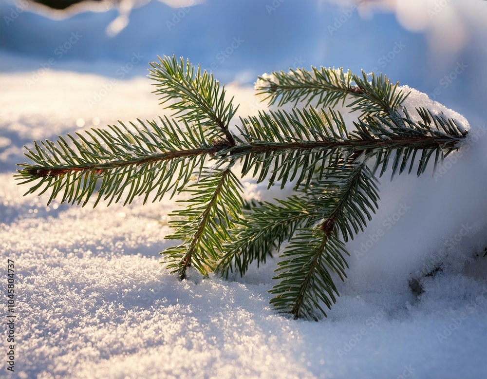 Obraz premium fir branch on snow