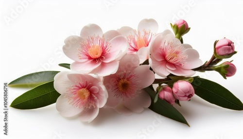 manuka flowers isolated on white background