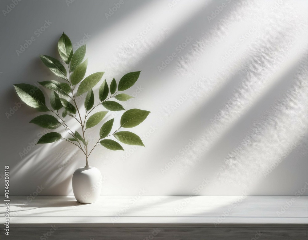 minimalistic light background with blurred foliage shadow on a white wall beautiful background for presentation