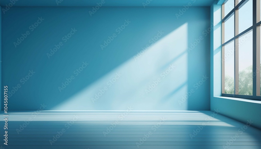 minimalistic simple abstract light blue background for product presentation shadow and light from windows on wall minimalistic simple abstract light blue background for product presentation shadow and light from windows on wall