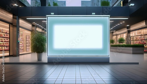mockup blank led screen billboard in front of entrance of cosmetics store in shopping mall empty space to insert multimedia advertisement generative ai
