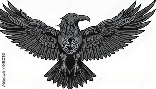 odin s celtic raven in norse raven crow bird animal celtic style isolated on white vector illustration
