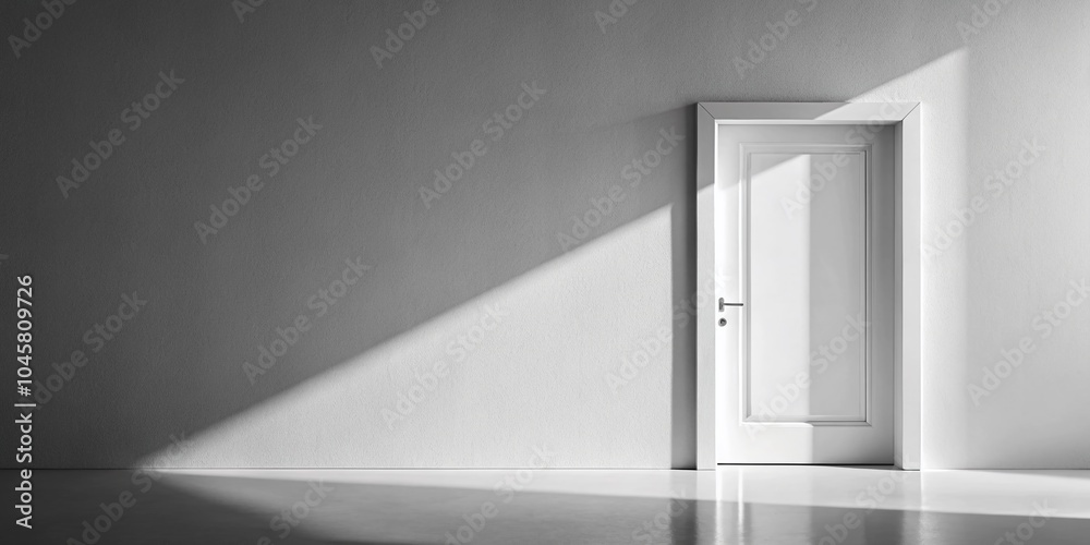 Minimalist White Door Silhouette on White Wall for Modern Interior Design Inspiration Minimalist White Door Silhouette on White Wall for Modern Interior Design Inspiration