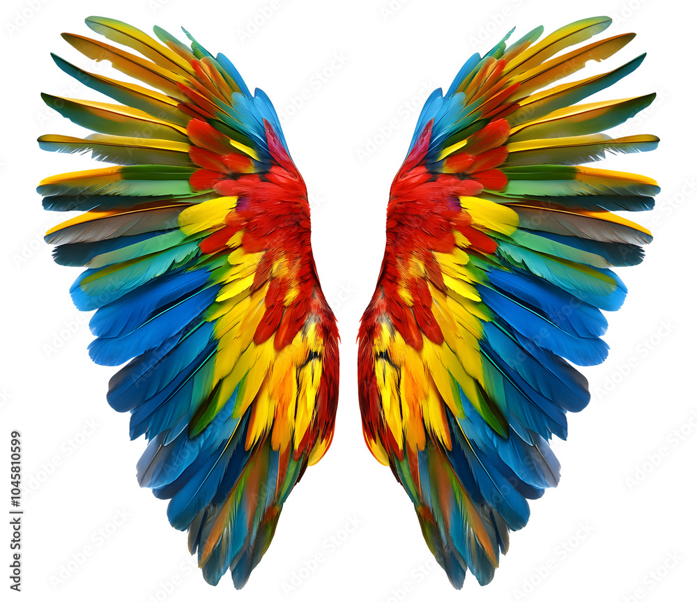 Obraz premium Macaw wing png colourful bird wing png colorful parrot wing png colourful wing transparent background image
