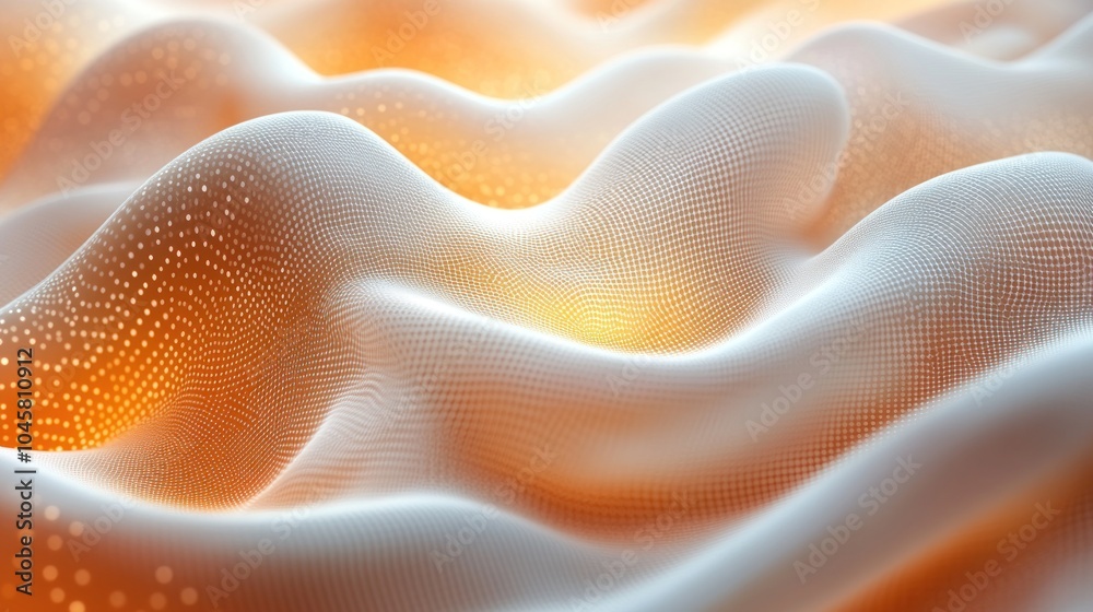Abstract wave-like structure with soft gradients and dots, evoking a sense of depth. Abstract wave-like structure with soft gradients and dots, evoking a sense of depth.