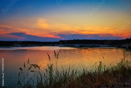 Sonnenuntergang am See - Horstfelde - Zossen - Brandenburg - Deutschland	 photo