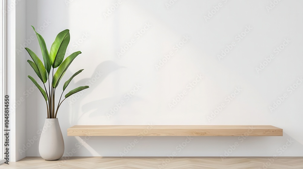 A sleek officelibrary with light wood shelves, a minimalist desk, and no clutter, creating a bright and peaceful environment A sleek officelibrary with light wood shelves, a minimalist desk, and no clutter, creating a bright and peaceful environment